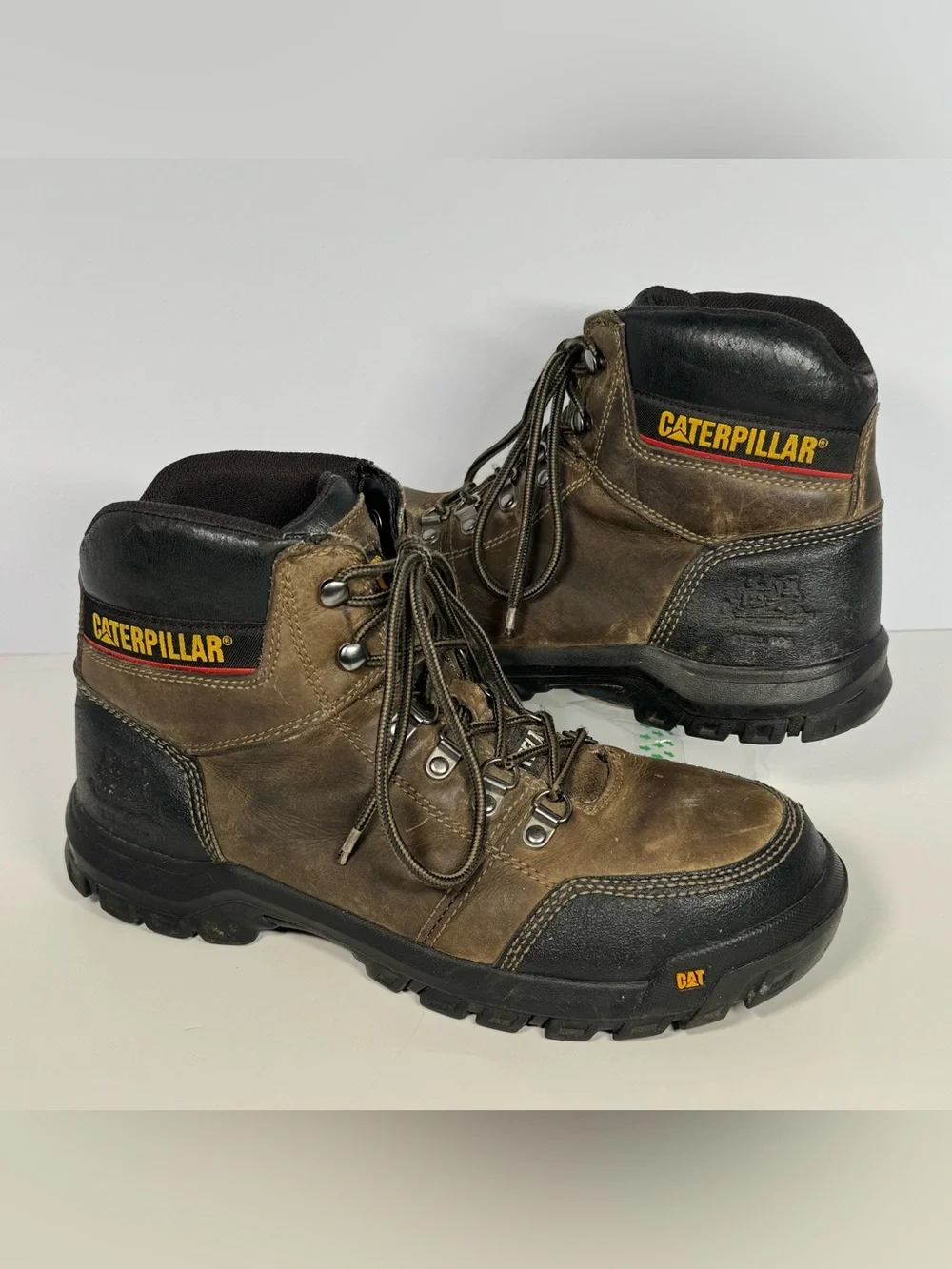 Caterpillar CAT Men’s 9.5 Wide P90802 Steel Toe Leather Work Boots Brown Outdoor
